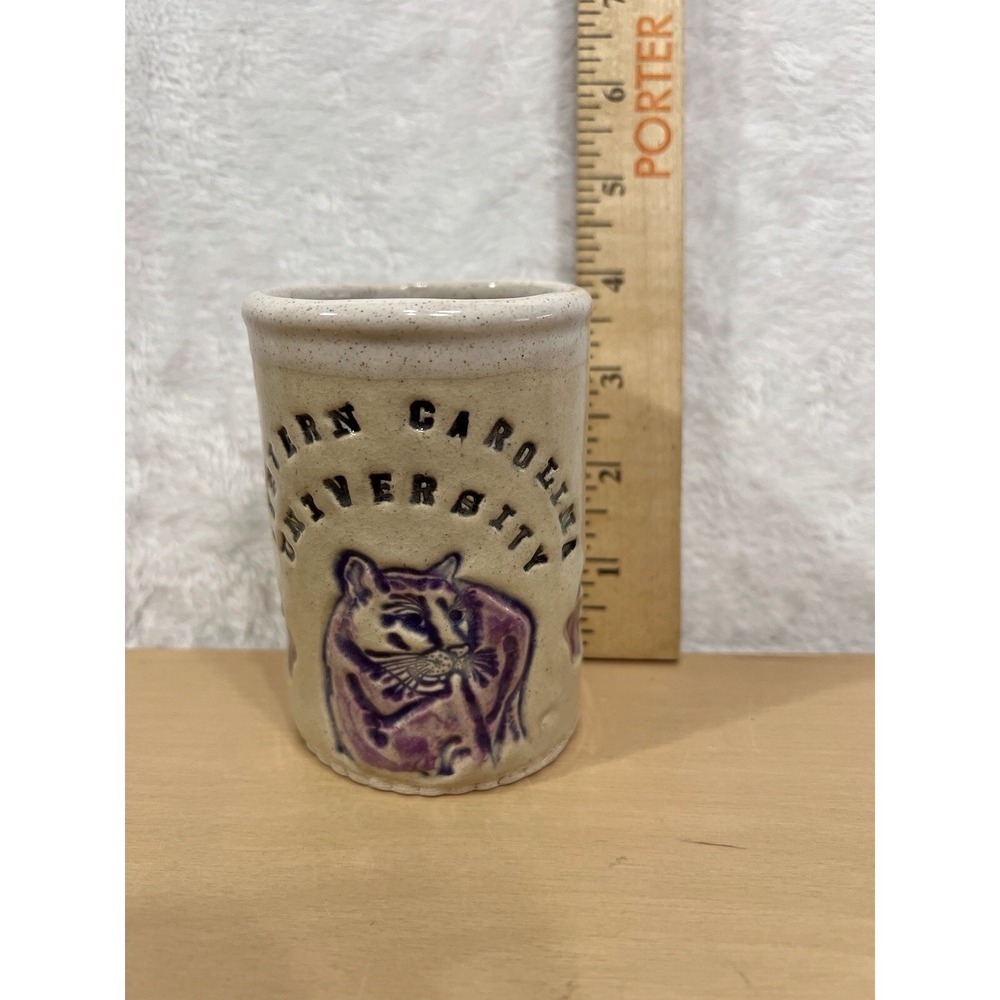 Western Carolina University Catamount Pottery Mug Cup LSF Signed Handmade